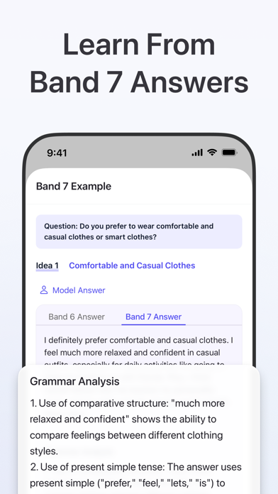 Band 6 vs Band 7 model answers with grammar analysis